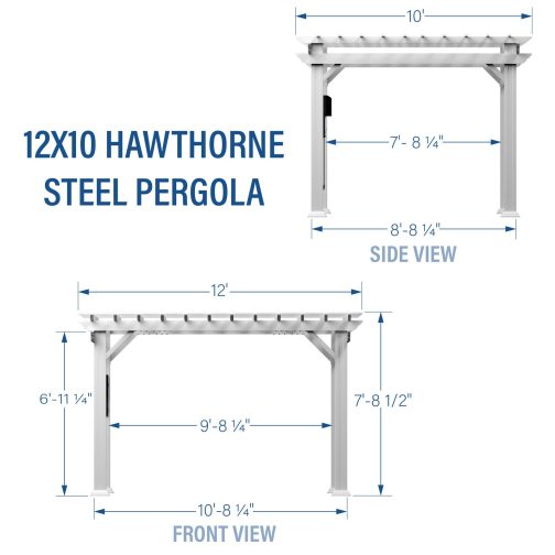 12x10 Hawthorne Traditional Steel Pergola With Sail Shade Soft Canopy - Image 3