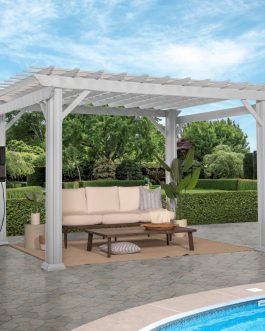 12×10 Hawthorne Traditional Steel Pergola With Sail Shade Soft Canopy