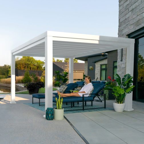 12x10 Windham Modern Steel Pergola With Sail Shade Soft Canopy - Image 7