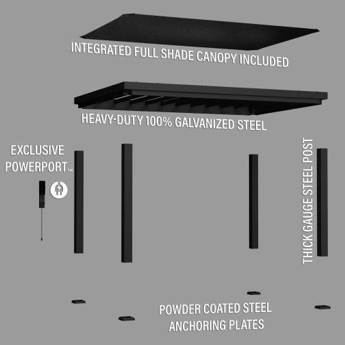 14x10 Trenton Modern Steel Pergola With Sail Shade Soft Canopy - Image 16