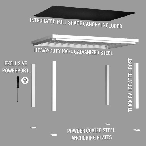 14x10 Windham Modern Steel Pergola With Sail Shade Soft Canopy - Image 18