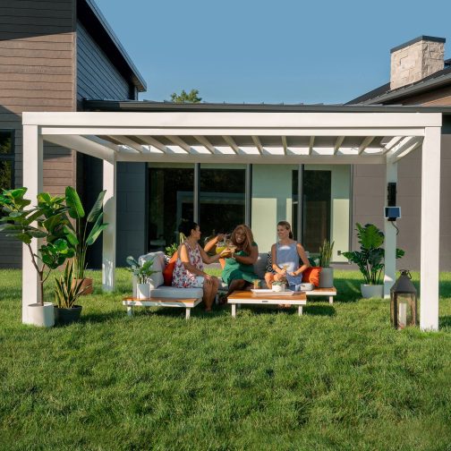 14x12 Windham Modern Steel Pergola With Sail Shade Soft Canopy - Image 15