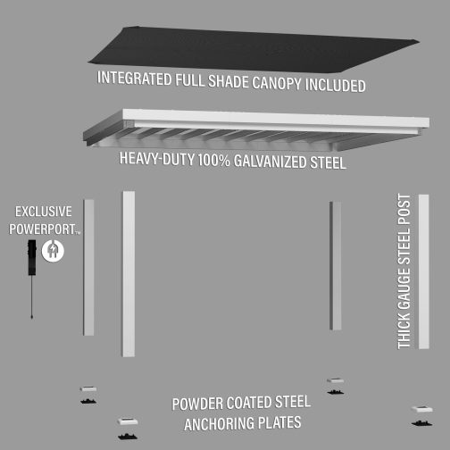 14x12 Windham Modern Steel Pergola With Sail Shade Soft Canopy - Image 19