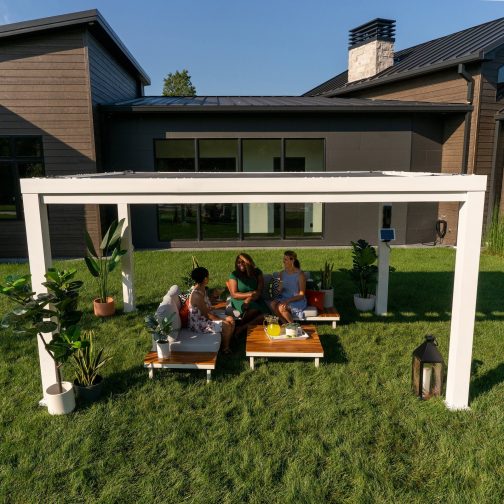 14x12 Windham Modern Steel Pergola With Sail Shade Soft Canopy - Image 6