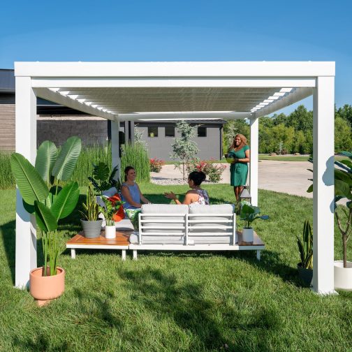 14x12 Windham Modern Steel Pergola With Sail Shade Soft Canopy - Image 8