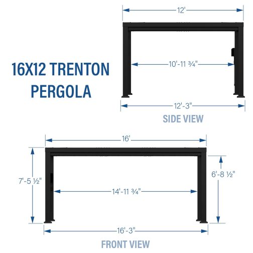 16x12 Trenton Modern Steel Pergola With Sail Shade Soft Canopy - Image 3