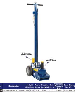 Hein-Werner 25-Ton Air Truck Axle Jack with 3″ Extension