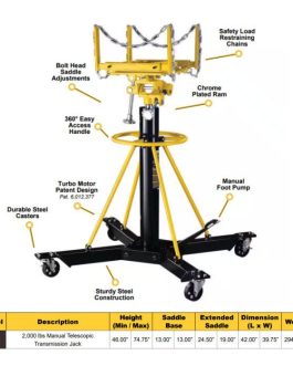 Omega 1-Ton Telescopic Manual Transmission Jack