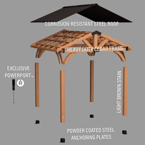 12x12 Arlington Gazebo with Electric - Lt Brown - Image 10