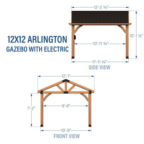 12x12 Arlington Gazebo with Electric - Lt Brown - Image 3