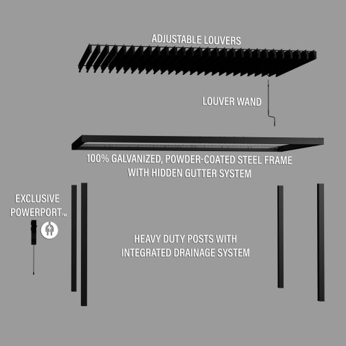 16x10 Sarasota Steel Louvered Pergola - Image 16