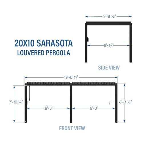 20x10 Sarasota Steel Louvered Pergola - Image 3