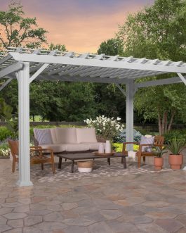 14×10 Hawthorne Traditional Steel Pergola With Sail Shade Soft Canopy