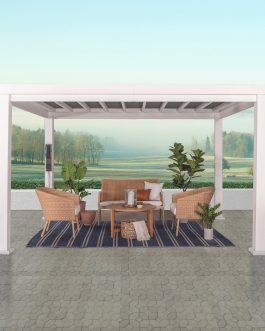 12×10 Windham Modern Steel Pergola With Sail Shade Soft Canopy