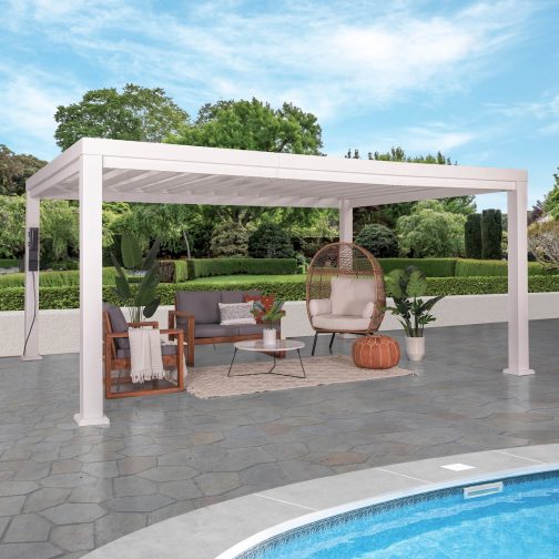 16x12 Windham Modern Steel Pergola With Sail Shade Soft Canopy