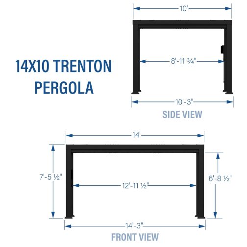 14x10 Trenton Modern Steel Pergola With Sail Shade Soft Canopy - Image 3