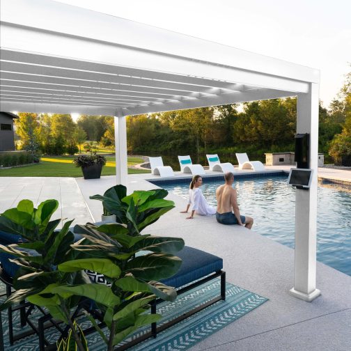 14x10 Windham Modern Steel Pergola With Sail Shade Soft Canopy - Image 13