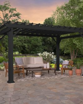 14×12 Stratford Traditional Steel Pergola With Sail Shade Soft Canopy