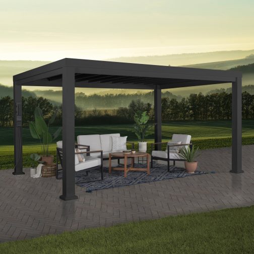 14x10 Trenton Modern Steel Pergola With Sail Shade Soft Canopy