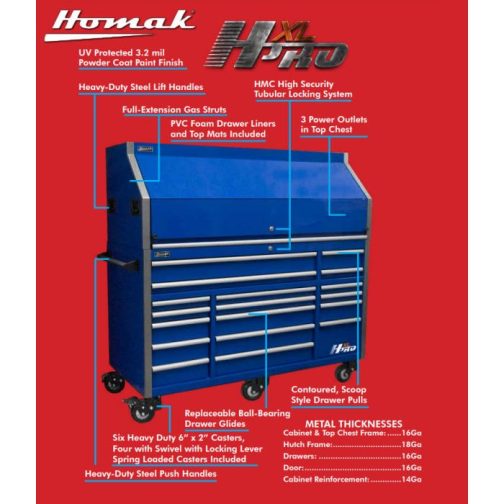 Homak Big Dawg HXLPRO 60" Top Chest and Rolling Cabinet Combo - Image 5