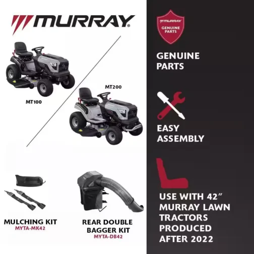 Murray MT100 42 in. 13.5 HP 500cc E1350 Series Briggs and Stratton Engine 6-Speed Manual Gas Riding Lawn Tractor Mower - Image 3