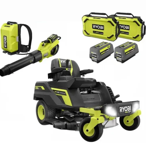 RYOBI 30 in. 80-Volt HP Brushless Battery Electric Cordless Zero Turn Mower, Blower, Backpack Battery – Batteries and Chargers