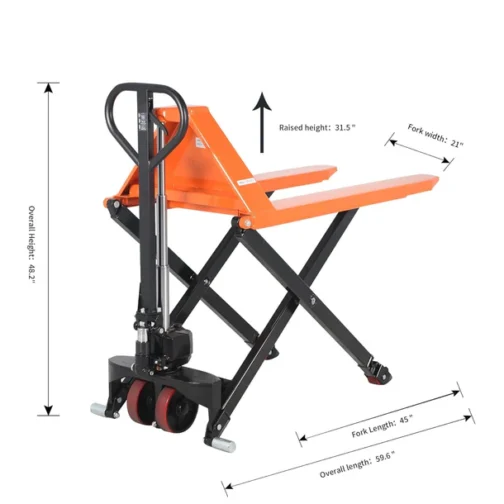 Lifting Pallet Jack Truck Lifter 2200lbs. 31.5" Lifting Height 45*21