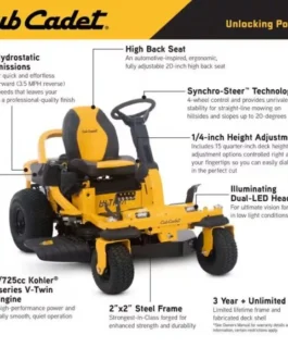 Cub Cadet Ultima ZTS1 42 in. Fabricated Deck 22HP V-Twin Kohler 7000 Series Engine Dual Hydro Drive Gas Zero Turn Riding Mower