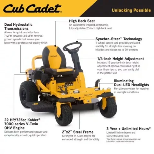 Cub Cadet Ultima ZTS1 42 in. Fabricated Deck 22HP V-Twin Kohler 7000 Series Engine Dual Hydro Drive Gas Zero Turn Riding Mower - Image 2