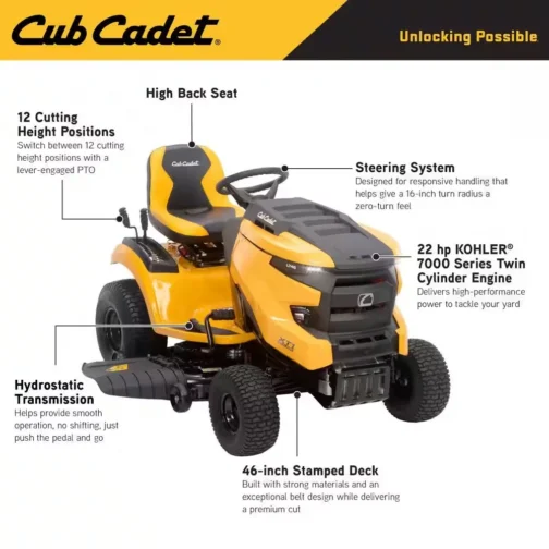 Cub Cadet XT1 Enduro LT 46 in. 22 HP V-Twin Kohler 7000 Series Engine Hydrostatic Drive Gas Riding Lawn Tractor - Image 3