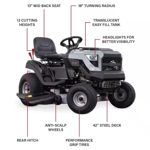 Murray MT100 42 in. 13.5 HP 500cc E1350 Series Briggs and Stratton Engine 6-Speed Manual Gas Riding Lawn Tractor Mower - Image 2