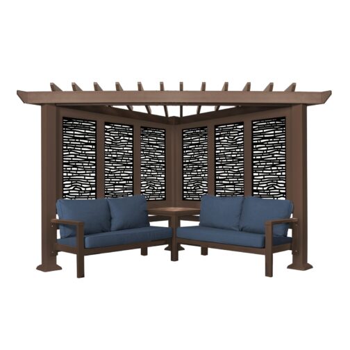 Hillsdale Traditional Steel Corner Pergola with Conversational Seating - Image 2