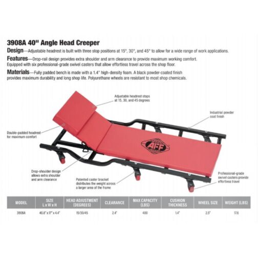 AFF 3908A 40" Angle Head Six Wheel Creeper - Image 2