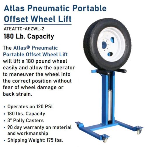 Atlas AEZWL-2 Pneumatic Offset Portable Wheel Lift - Image 3