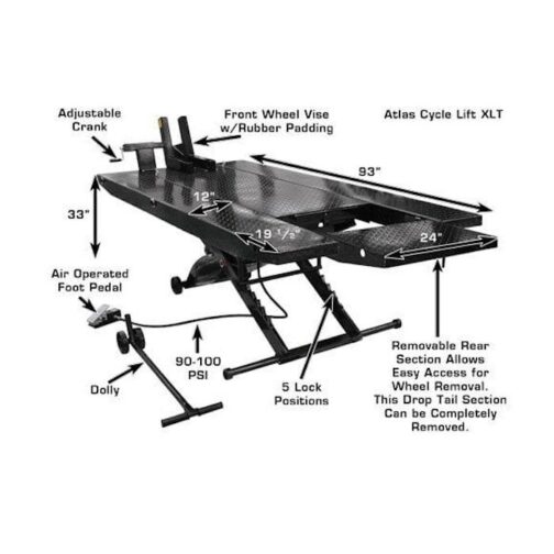 Atlas CycleLift XLT Motorcycle ATV Lift with Dropout Panel - Image 2