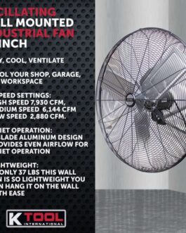 K Tool KTI77732 30″ Oscillating Wall Mount Fan