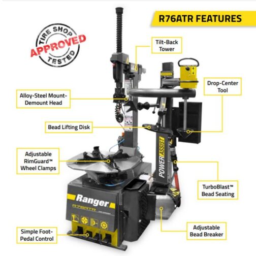 Ranger R76ATR-L Tilt-Back Tire Changer & Single Tower Assist - Image 2